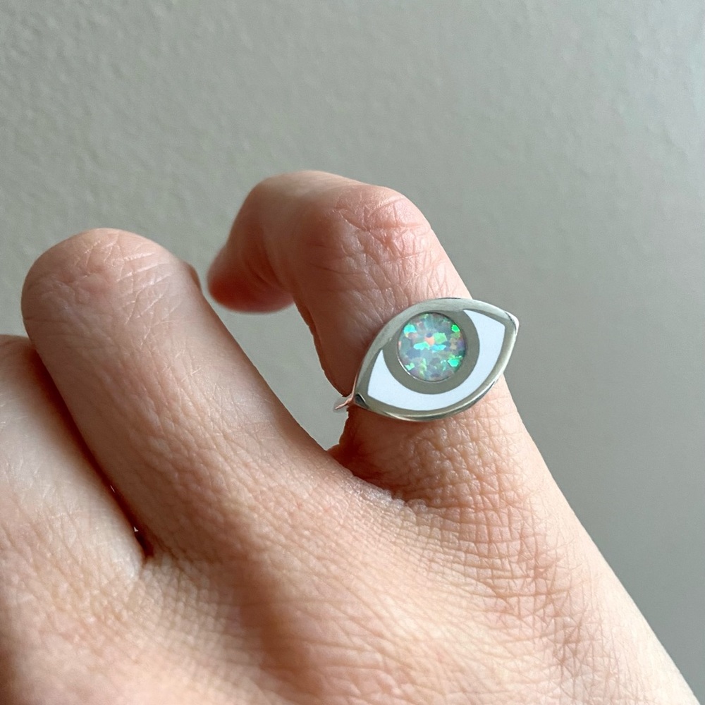 Opal Eye Ring Silver Jewelry - Picture 6 of 11